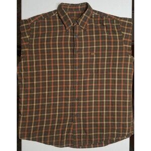 Tasso Elba Long Sleeve Button Down Brown Gingham Check Casual Shirt Men's XL
